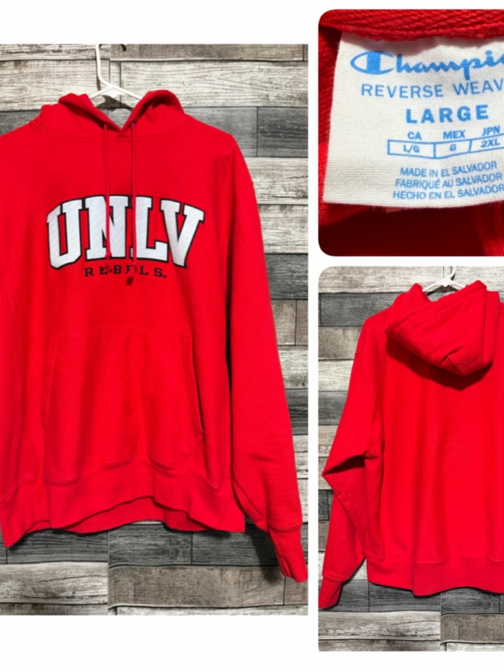 Champion Reverse Weave UNLV Rebels Hoodie Men’s L Red Pullover READ